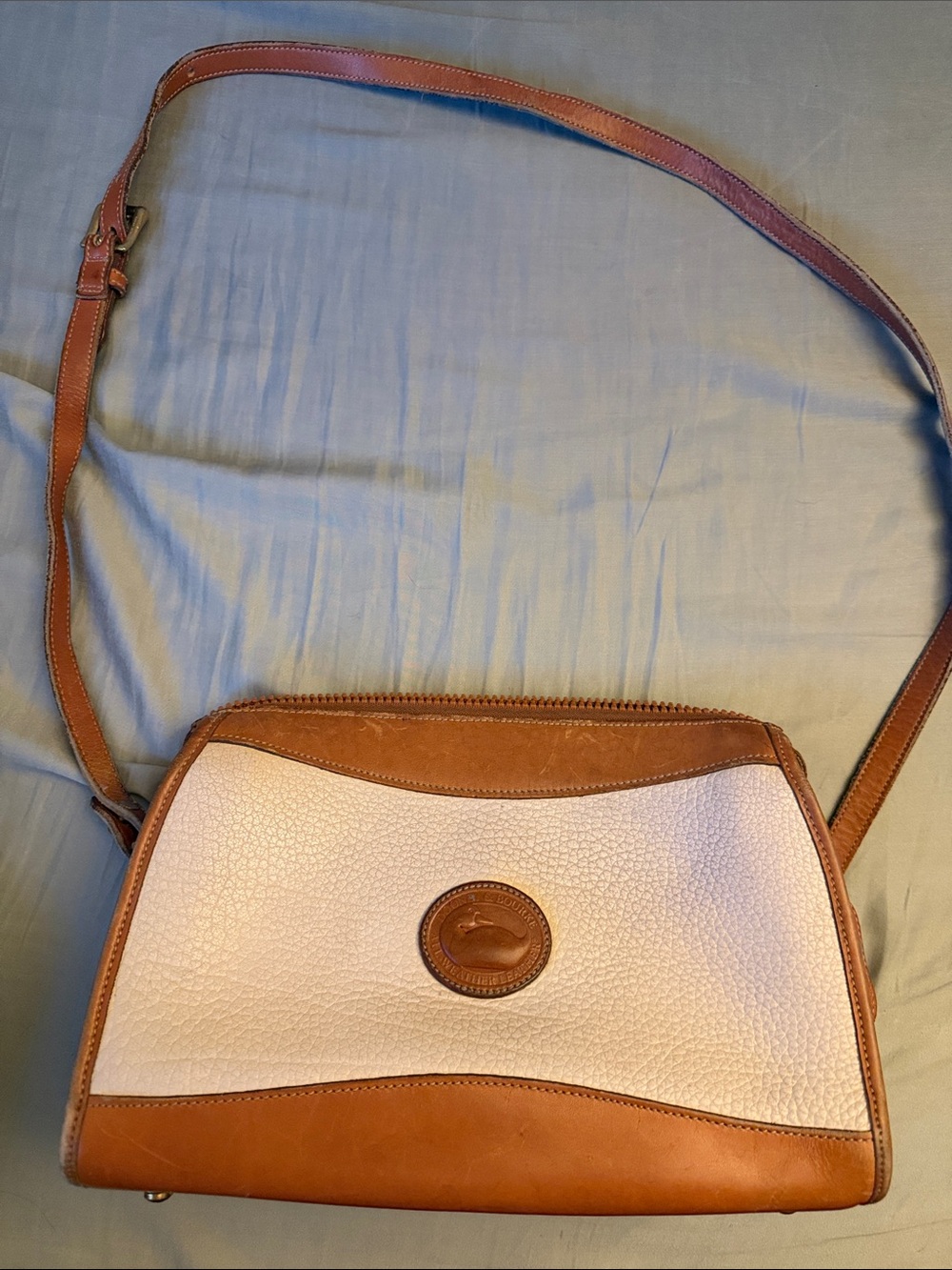 Dooney & Bourke Cream and Tan Leather Crossbody Purse